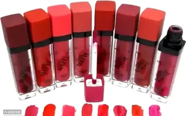 Long Lasting Smudge Proof Lipstick , Non Transfer Me Girl Set Of 8 -Red Mix, 80 Ml-thumb2