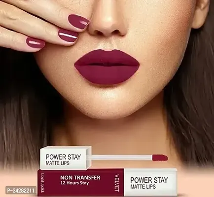 Stay Long Last Matte Lipstick Nail Polish Combo (Bridal Maroon , Glossy Red)-thumb4