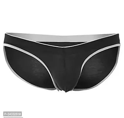 Men's Brief Thong Seamed Border Elastic Thong, Free Size, Polyester Spandex Fabric Black-thumb0