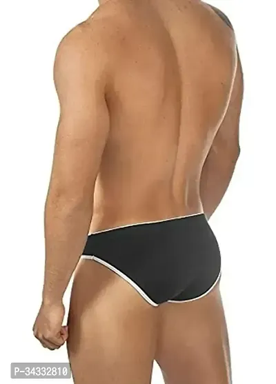 Men's Brief Thong Seamed Border Elastic Thong, Free Size, Polyester Spandex Fabric Black-thumb4