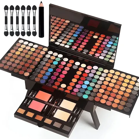 190 Colors Professional Makeup Kit Pallet, Eyeshadow/Facial Blusher/Eyebrow Powder/Eyeliner Pencil/Mirror