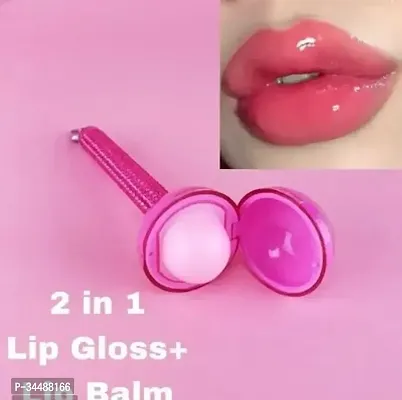 2 IN 1 Lip Balm + Lip Gloss Lolipop (Pink)-thumb0