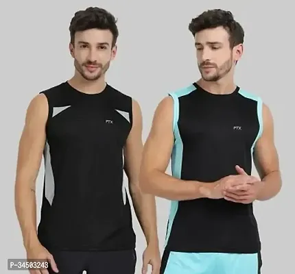 Fancy Multicolor Polyester Gym Vest Pack of 2-thumb0