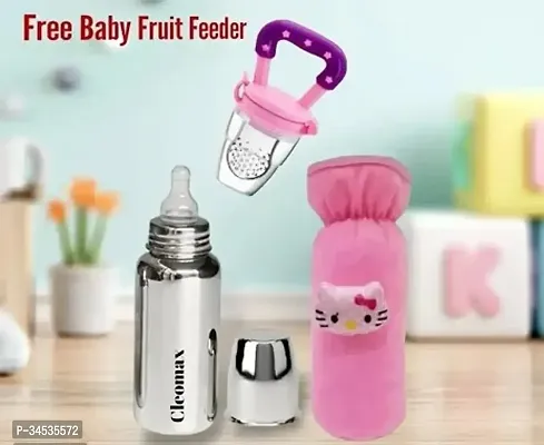 Baby Feeding Bottle Stainless Steel with Teether and Bottle Cover-thumb0