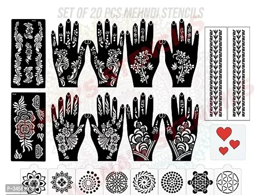 Set of 20 Pcs Henna Tattoo Stencil-thumb0