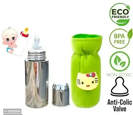 Cleomax Baby Feeding Bottle Stainless Steel , Baby milk bottle for Kids Steel Feeding Bottle for Milk. Zero Percent Plastic No Leakage with Internal(pack of two item) Free-thumb0