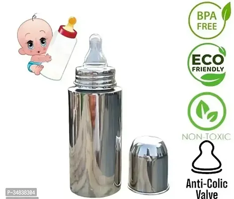 Cleomax Baby Feeding Bottle Stainless Steel , Baby milk bottle for Kids Steel Feeding Bottle for Milk. Zero Percent Plastic No Leakage with Internal(pack of two item) Free-thumb3