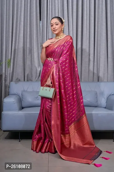 Stylish Fancy Designer Pink Banarasi Silk Saree With Blouse Piece For Women