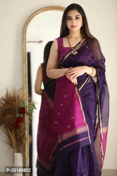 Stylish Fancy Designer Purple Banarasi Silk Saree With Blouse Piece For Women