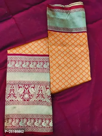 Stylish Fancy Designer Yellow Banarasi Silk Saree With Blouse Piece For Women-thumb0