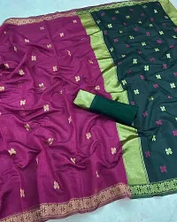 Stylish Fancy Designer Magenta Banarasi Silk Saree With Blouse Piece For Women-thumb1