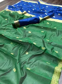 Stylish Fancy Designer Green Banarasi Silk Saree With Blouse Piece For Women-thumb2