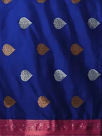 Stylish Fancy Designer Blue Banarasi Silk Saree With Blouse Piece For Women-thumb1