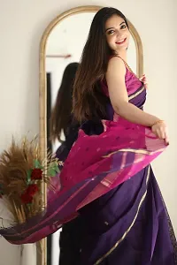 Stylish Fancy Designer Purple Banarasi Silk Saree With Blouse Piece For Women-thumb1
