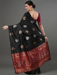 Stylish Fancy Designer Black Banarasi Silk Saree With Blouse Piece For Women-thumb2