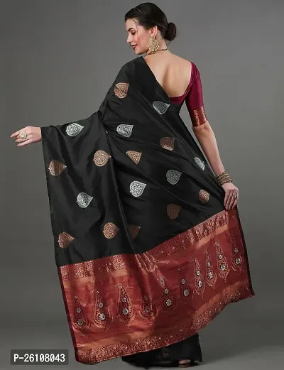 Stylish Fancy Designer Black Banarasi Silk Saree With Blouse Piece For Women-thumb3