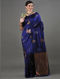 Stylish Fancy Designer Blue Banarasi Silk Saree With Blouse Piece For Women-thumb1