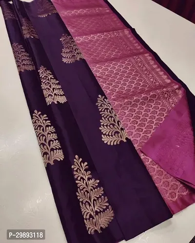 Stylish Purple Art Silk Saree With Blouse Piece For Women-thumb0