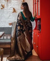 Stylish Fancy Designer Black Banarasi Silk Saree With Blouse Piece For Women-thumb2