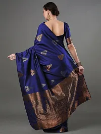 Stylish Fancy Designer Blue Banarasi Silk Saree With Blouse Piece For Women-thumb2