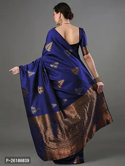 Stylish Fancy Designer Blue Banarasi Silk Saree With Blouse Piece For Women-thumb3