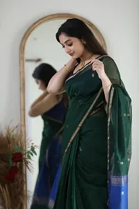 Stylish Fancy Designer Green Banarasi Silk Saree With Blouse Piece For Women-thumb1