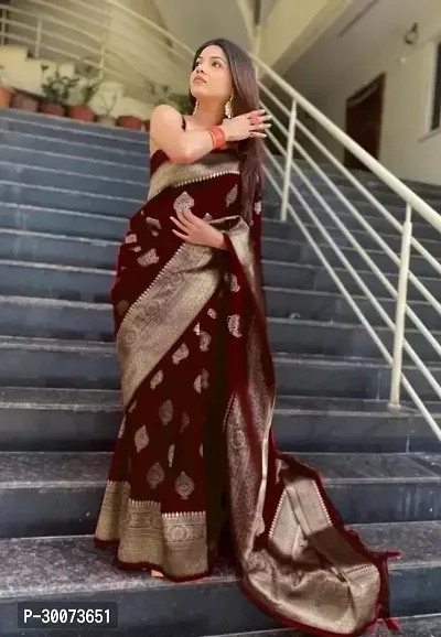 Stylish Maroon Art Silk Saree With Blouse Piece For Women-thumb0