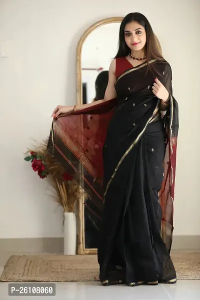 Stylish Fancy Designer Black Banarasi Silk Saree With Blouse Piece For Women