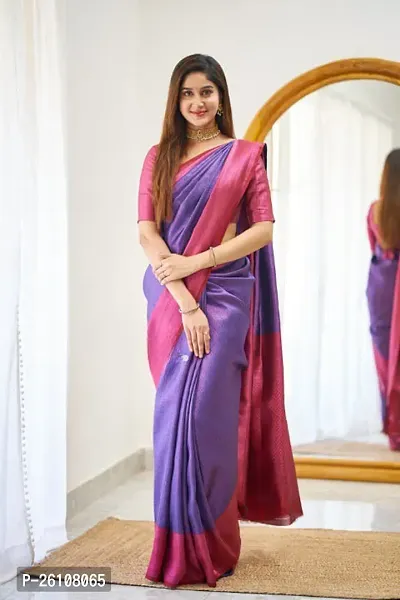 Stylish Fancy Designer Lavender Banarasi Silk Saree With Blouse Piece For Women
