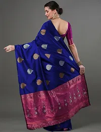 Stylish Fancy Designer Blue Banarasi Silk Saree With Blouse Piece For Women-thumb2