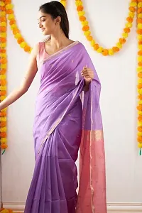 Stylish Fancy Designer Purple Banarasi Silk Saree With Blouse Piece For Women-thumb1