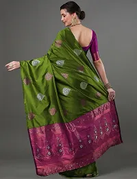 Stylish Fancy Designer Green Banarasi Silk Saree With Blouse Piece For Women-thumb2