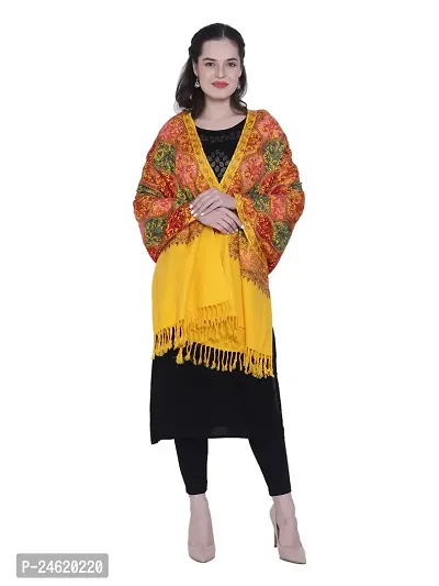 Kashmiri queen Wool Embroidered Women Shawl  (Multicolor)-thumb0