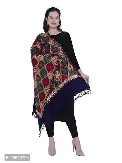Kashmiri Wool Woven Women Shawl  (Black)