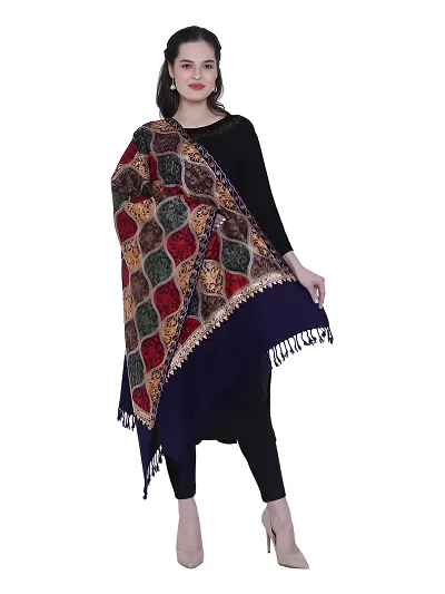 Kashmiri Wool Woven Women Shawl (Black)