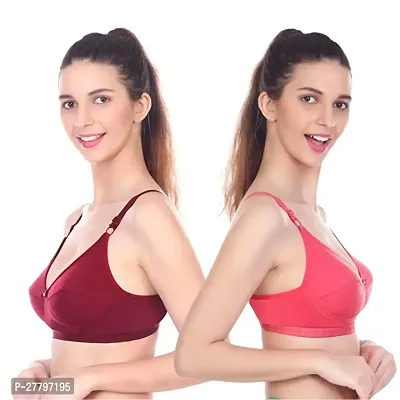 Classic Cotton Solid Bras for Women, Pack of 2
