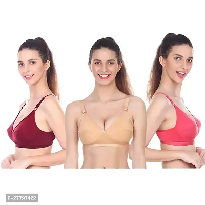 Classic Cotton Solid Bras for Women, Pack of 3