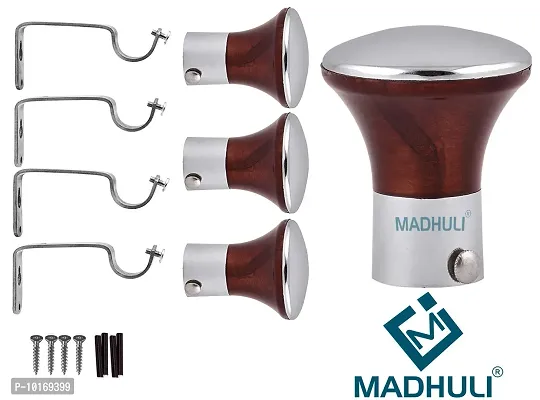 MADHULI Stainless Steel Curtain Finial with Brackets - Pack of 4-thumb3