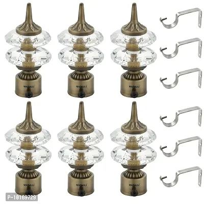 Madhuli Diamond Curtain Finial, Antique Finish Curtain Bracket, Curtain Accessories, Curtain Finial for Door/Window Fittings, Home D?cor Curtain Finial with Support 3 Pair-thumb0