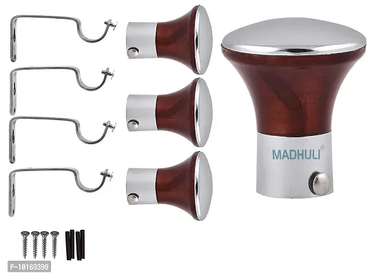 MADHULI Stainless Steel Curtain Finial with Brackets - Pack of 4