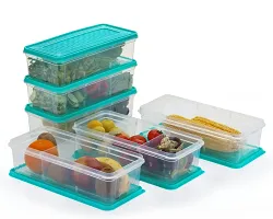 Pack of 2 Pcs Fridge Storage Boxes 3 Partition Fridge Organizer with Removable Drain Plate and Lid Stackable Fridge Containers Storage Containers for Fish, Meat, Vegetables, Fruits(Green, 2000ML)-thumb1