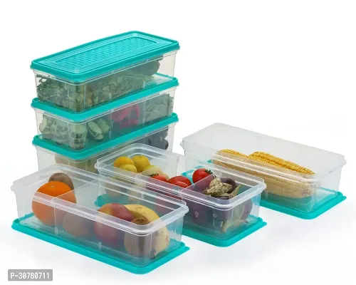 Pack of 2 Pcs Fridge Storage Boxes 3 Partition Fridge Organizer with Removable Drain Plate and Lid Stackable Fridge Containers Storage Containers for Fish, Meat, Vegetables, Fruits(Green, 2000ML)-thumb2