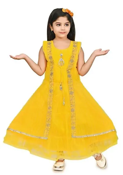 Stylish Fancy Designer Art Silk Frocks Dresses For Girls