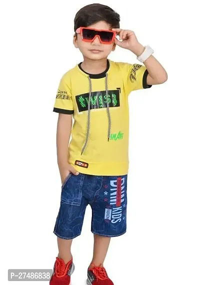 Fabulous Multicoloured Cotton Printed T-Shirts with Shorts For Boys-thumb0