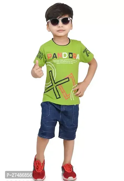 Fabulous Multicoloured Cotton Printed T-Shirts with Shorts For Boys