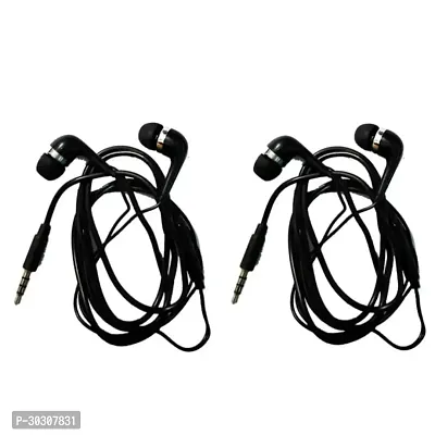 Stylish Black In-ear Wired Headphones With Microphone Combo Of 2