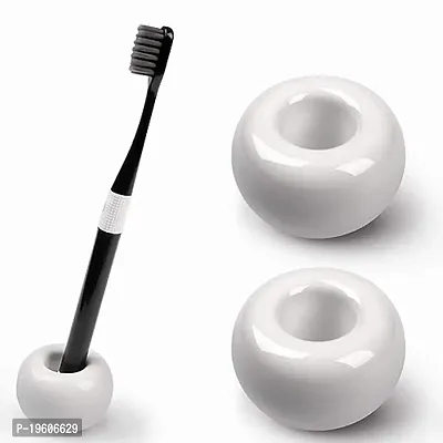 Mini Ceramics Toothbrush Holders, 2pcs Razor Penholder Pencil Stand Tooth Brush Stand for Bathroom Countertops, White