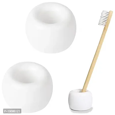 Mini Toothbrush Holder Ceramics, Single Toothbrush Holder Porcelain Individual Toothbrush Stand for Bathroom Vanity Countertops,Pack of 2-thumb0