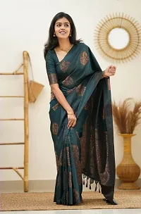 BLUE soft litchi silk cloth with jacquard border sari-thumb4