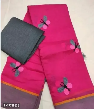 Beautiful Cotton Silk Saree With Blouse Piece For Women-thumb0